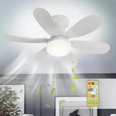 Ventilador De Teto Silencioso 60w 52cm 20,5 Com Led Controle Remoto Lâmpada 3 Níveis De Luz Led Branco Frio Natural
