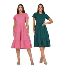 Kit 2 Vestidos Mídi Modelo 3 Marias Luxo Moda Feminina Evangélica