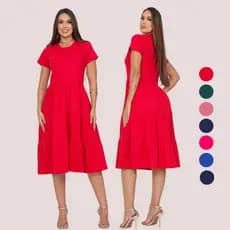 Vestido Feminino Midi Três Marias Moda Evangélica Soltinho Elegante