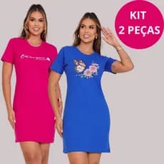 Kit 2 Vestido Camisetão Curto Moda Casual Versátil Estiloso