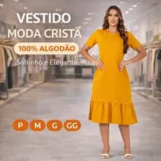 Vestido Com Babado Moda Casual Versátil Algodão Premium