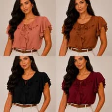 Blusa Feminina Moda Evangélica Com Babado Soltinho Confortável