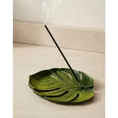 Incensário Folha Costela de Adão Monstera Porta Incenso Decorativo Luxo