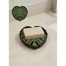 Saboneteira Folha Monstera Costela de Adão Decorativa Premium Porta Sabonete com Drenagem Banheiro Moderno