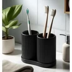 Porta Escova de Dente Duplo Design Canelado Moderno Minimalista Organizador I Porta Pincel I Porta Canetas