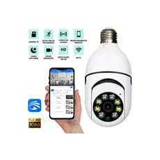 Camera Lampada Segurança Giratória Ip Wifi Cor Branco