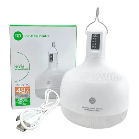 Lâmpada de Emergência 48W LED  com Gancho – 3 Modos de Iluminação Portátil Casa e Acampamento