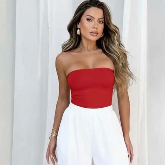 TUBE TOP FAIXA TOMARA QUE CAIA CROPPED FEMININO COM FORRO DUPLO SUPLEX PREMIUM BASICO SEM BOJO MODA BLOGUEIRA