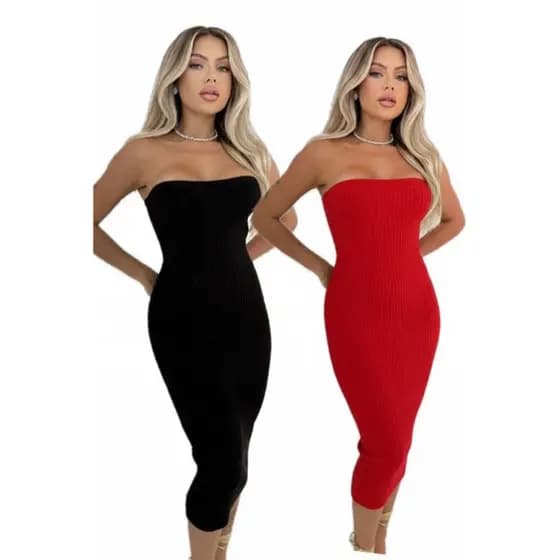 KIT 2 VESTIDOS MIDI TOMARA QUE CAIA CANELADO ANARRUGA TUBINHO FEMININO JUSTO MODA CASUAL VERÃO