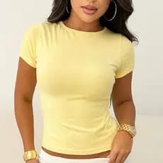 BLUSA BÁSICA FEMININA MANGA CURTA ACADEMIA FITNESS DIA A DIA CASUAL BABY TEE MODA VERAO CONFORTAVEL SUPLEX SLIM