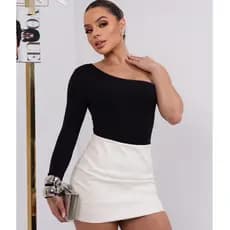 BODY FEMININO MANGA LONGA MULA MANCA OMBRO SÓ POLIAMIDA SUPLEX COM FORRO MODA INVERNO ELEGANTE NULA
