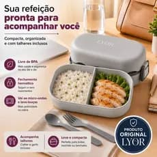 Marmita Hermética Talheres 850ml Plástico Divisória 2 Em 1
