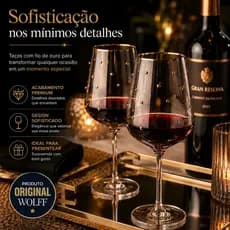 Conjunto 2 Taças De Vinho Vidro Balls Fio De Ouro 350ml Tran
