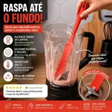 Espátula Longa Liquidificador Vermelha Silicone 32cm 250°c Cozinha