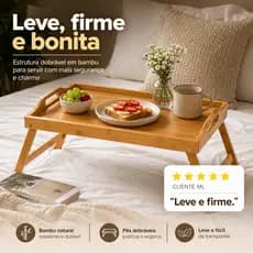 Bandeja Com Pé Café Da Manhã Cama Mesa Servir Bambu