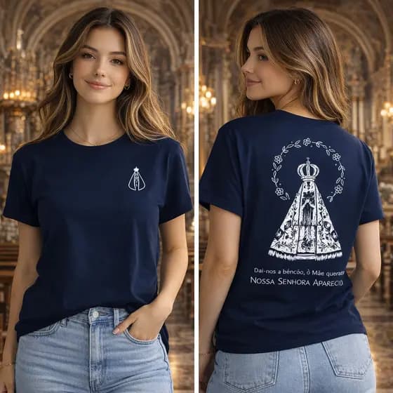 Camiseta Cristã T-shirt Nossa Senhora Blusa Varias Cores Católica