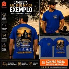Camiseta Pai Meu Maior Exemplo Pescador Presente Dia dos Pais |