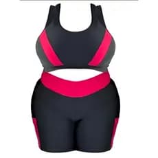Conjunto de Academia feminino Short Com Bolso + Top Plus Size G ao EXGG (40 ao 54) modelo curves