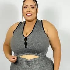 Top Cropped Fitness Plus Size 44 ao 54 LANÇAMENTO feminino academia Curves plus Size