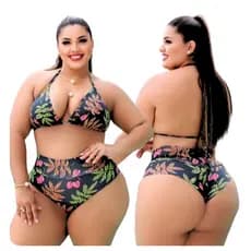 Biquini Cortininha Plus Size semifio duplo Hot Pant GG XGG modelo curves feminino cintura alta