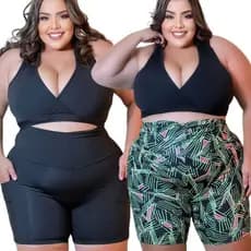 Kit 2 Shorts Fitness feminino Plus Size Liso ou Estampado GG XGG e EXGG (44 ao 54) modelo curves
