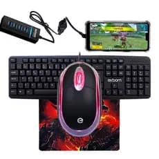 Teclado e Mouse Kit Mobilador FF Gamer Completo Para Celular P/ Free Fi
