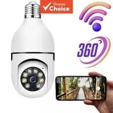 Câmera IP PTZ Robô Encaixe Lâmpada Wifi Giratória 360° - Visão Noturna Colorida e Áudio- Branca