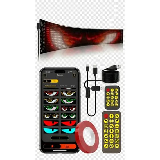 Display Led Flexível Programável Devil Eyes 34,8x10,2cm 2pc