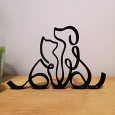 Estátua Cachorro/Gato Minimalista - Enfeite Decorativo - Escultura Decorativa Sala, Quarto, Escritório