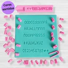 Régua Marcador Alfabeto 56 Peças Kit Carimbo Números Biscoito Confeitaria