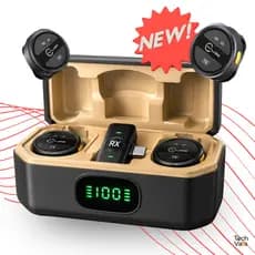 Microfone De Lapela Sem Fio Duplo Magnetico Com Case Bateria Longa Para Celular E Entrevistas Audio