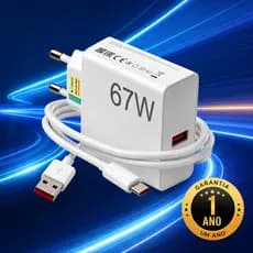 Carregador Turbo 67W USB-C Rápido de Alta Potência | Fonte Tipo-C PD Alta Potência Android Iphone