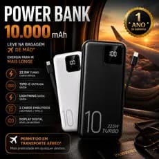 Power Bank Carregador Portatil Turbo 10000mah Premium Compacto Viagem iPhone Samsung Xiaomi