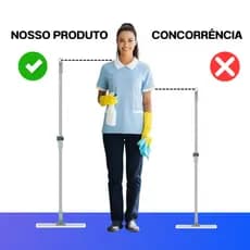 Rodo de Silicone Para Limpeza de Piso 2 em 1 - 1,45m Vassoura e Limpador de Vidros para Uso Duplo