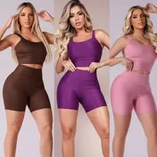 3 Conjuntos Fitness Feminino Sem Transparência Treino Musculação Academia