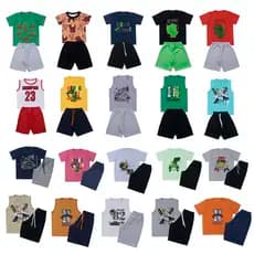 Kit Sortido 10 Peças De Roupas Infantil Menino - 5 Camiseta/Regata + 5 Shorts - Promoção