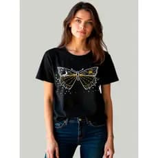 T-shirt Feminina Preta Baby Look Camiseta Blusinha Algodão Curve e Plus Size