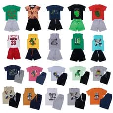 Kit De Roupas Infantil Menino Sortido 6 Peças  - 3 Camiseta/Regata + 3 Shorts - Promoção