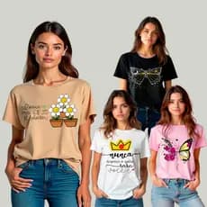 T-shirt Feminina Blusa Baby Look Camiseta Blusinha Algodão Curve e Plus Size
