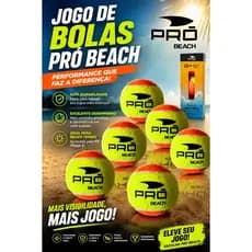 Kit 6 Bolas Beach Tennis Pro Praia Treino Areia Quadra