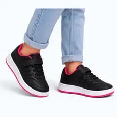 Tênis Infantil Casual Preto Pink Feminino Confortável Antiderrapante