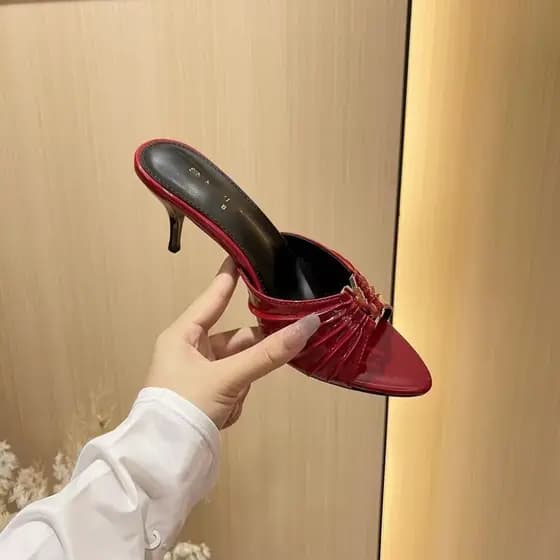 Chinelos Femininos de Bico Fino com Salto Fino, Moda, Salto Alto, Tamanhos Grandes 35-41