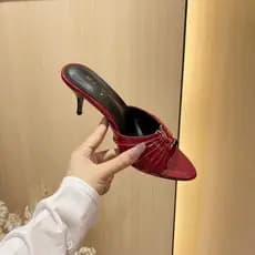 Chinelos Femininos de Bico Fino com Salto Fino, Moda, Salto Alto, Tamanhos Grandes 35-41