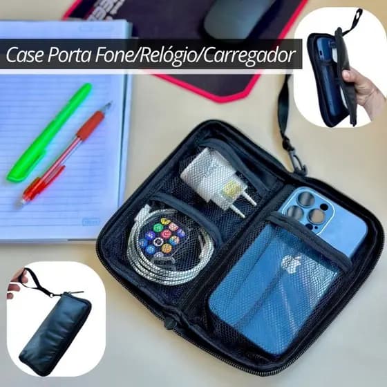 Porta Relógio/Fone/Carregador Case porta Objetos Organizador de Bolsa