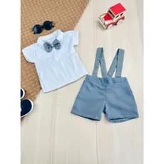 Conjunto Social de Bebê Camisa + Suspensório Arthur