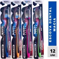 Kit Pacote Com 12 Escovas De Dente dental Macia Adulto Com Capa Protetora e Limpador De Lingua