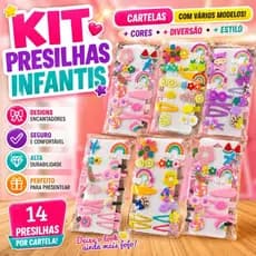 Kit 14 Pcs Grampos De Cabelo Prendedor Infantil Acessórios elastico+bico de pato desenho de Silicone modelo aleatório