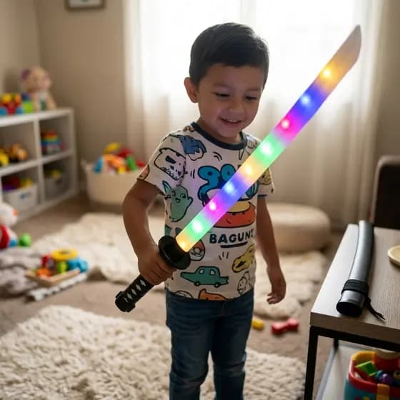 Brinquedo Espada Samurai Katana Ninja Luzes Sons Sensor Movimento Criança Menino LED Decoração