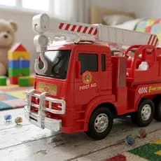 Caminhão Bombeiro Brinquedo Menino Infantil Vermelho Luz Som Bate Volta Criança Presente