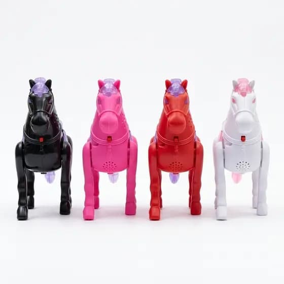 Brinquedo Cavalo Cavalinho Infantil Criança Educacional Anda Luzes Sons Pilha Cores Presente Decoração
